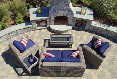 Stone Patio with Outdoor Fireplace