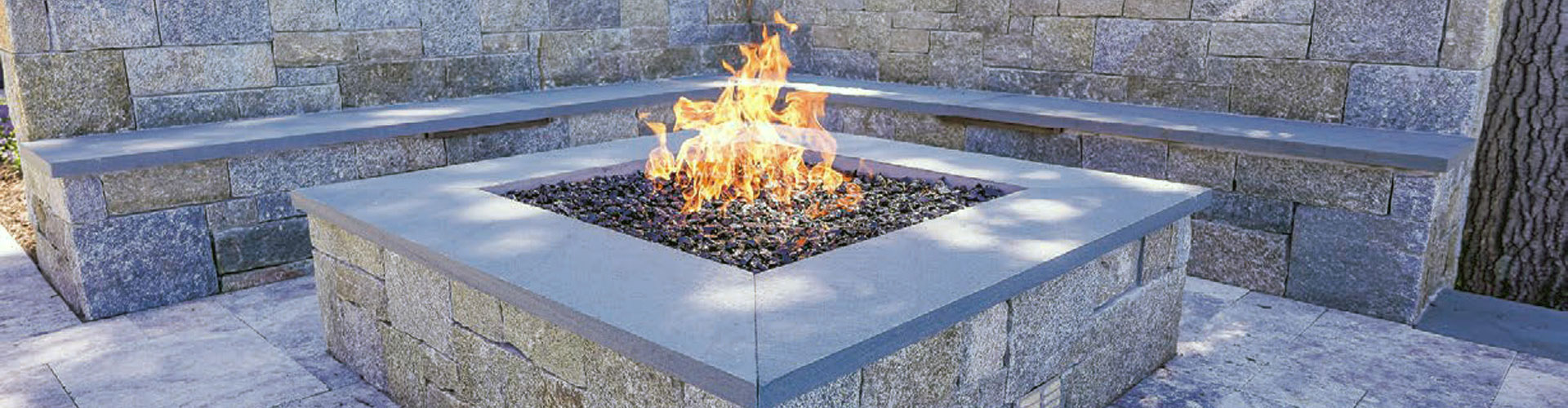 square stone fire pit